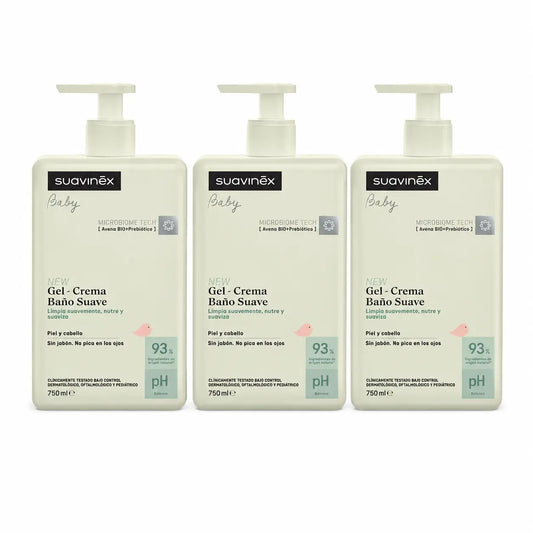 Suavinex Sanftes Baby-Badegel - Creme, 750 ml, 3er-Pack