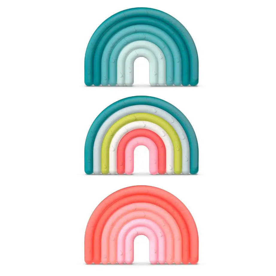 Suavinex Silikon-Beißring +0 Monate, Regenbogen, Blau
