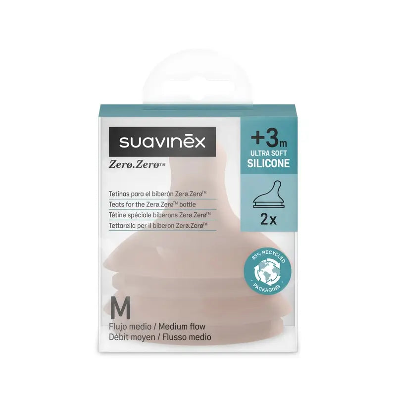 Suavinex Pack 2 Sauger Zero Zero Medium Flow (M), +3 Monate, Deep
