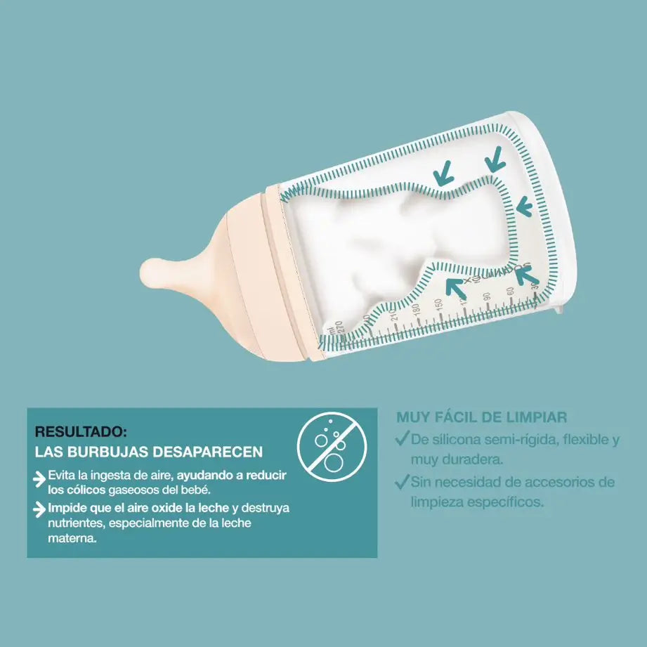 Suavinex Zero-Zero Flaschenset 180 ml, anpassbarer Durchfluss, mit Anti-Kolik-Nachfüllbeutel