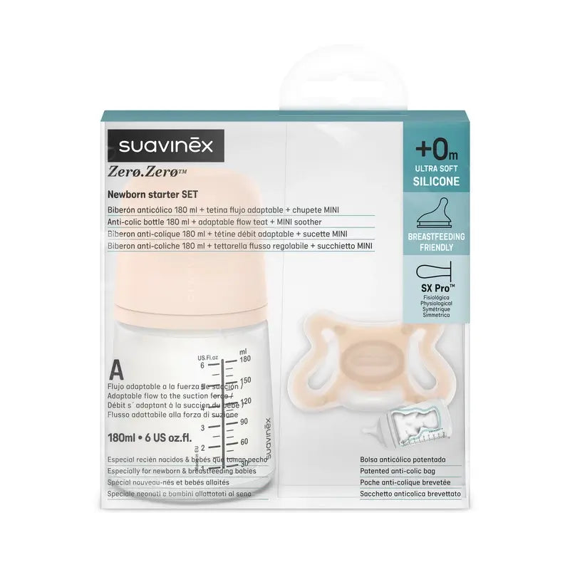 Suavinex Anti-Kolik-Flasche + Schnuller Zero Zero. Messe