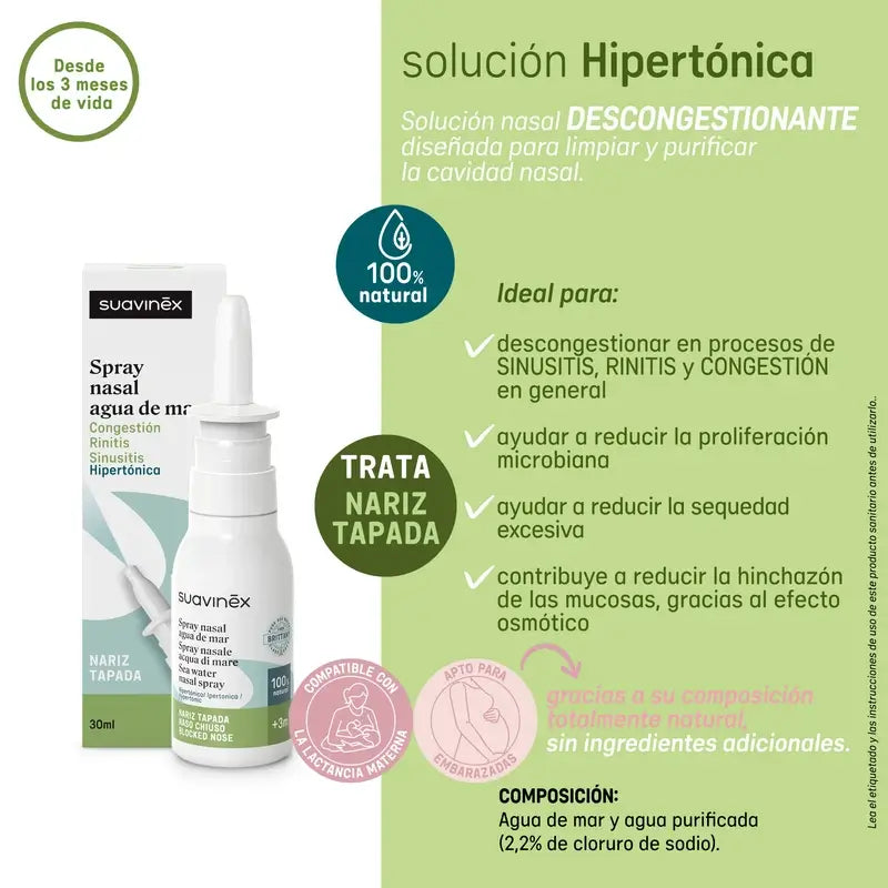 Suavinex Abschwellendes Nasenspray für Babys +3 Monate, 30 ml