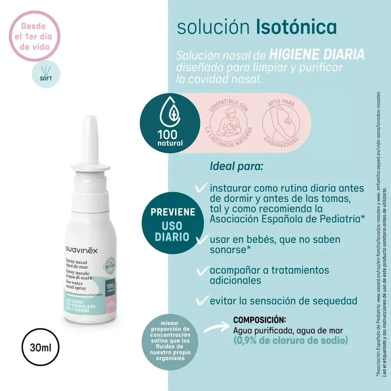 Suavinex Isotonisches Nasenspray für Säuglinge +0 Monate, 30 ml