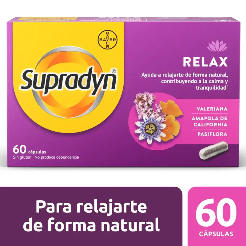 Supradyn Relax, Ruhe und Gelassenheit mit Passionsblume und Baldrian, 60 Kapseln