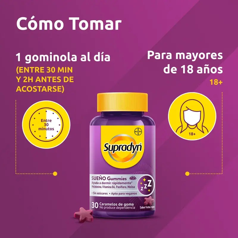 Supradyn Schlaf & Gelassenheit Gummis Melatonin & Vit. B6, 30 Bonbons