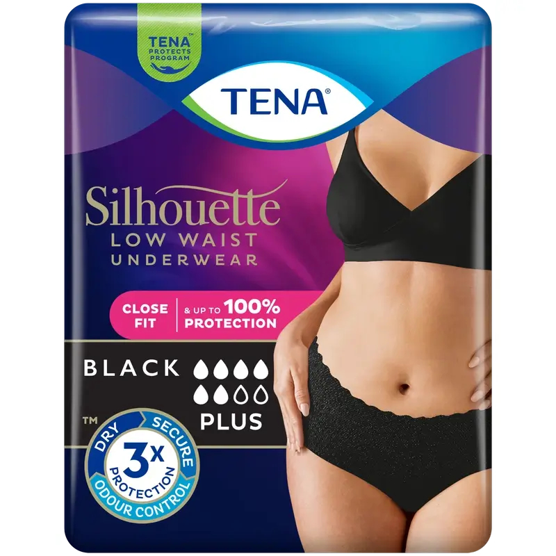 Tena Silhouette Schwarz Niedrige Taille Medium , 12 Stück