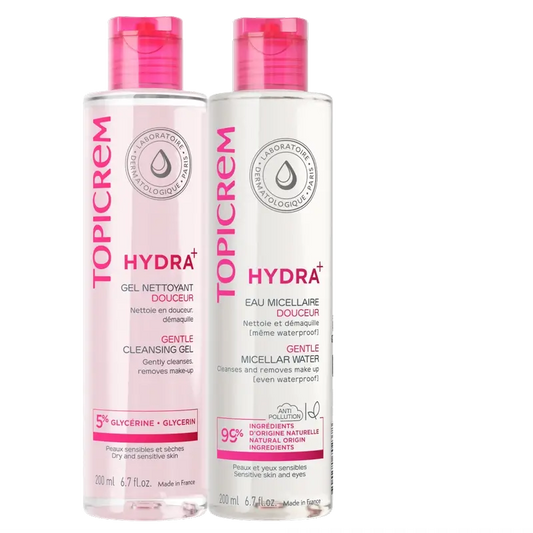 Topicrem Hydra+ Pack Reinigungsgel 200 ml + Micellarwasser 200 ml 40%.