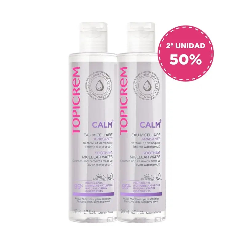 Topicrem Pack Duo Calm+ Micellar Water 200 Ml 2. Einheit 50%.