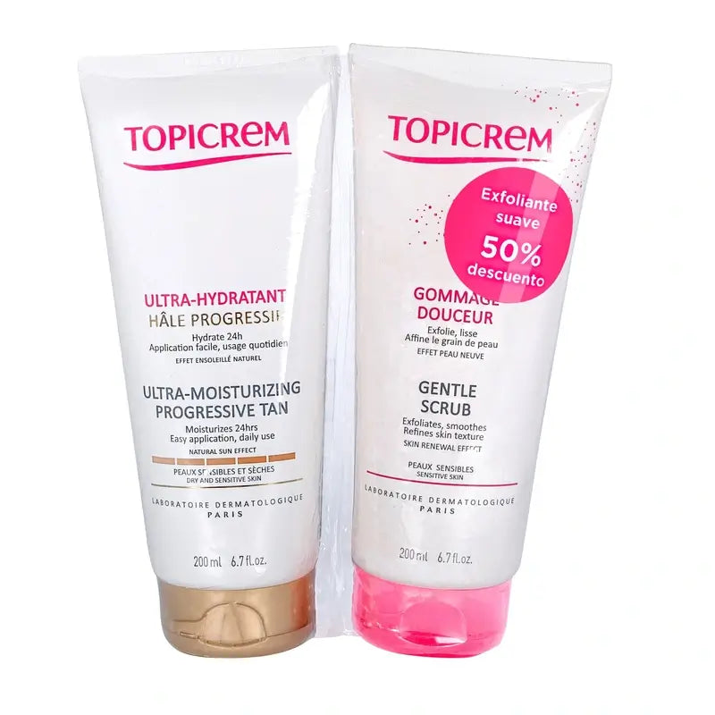 Topicrem Ultra Moisturising Progressive Tanning Pack 200 Ml + Peeling Scrub 200 Ml