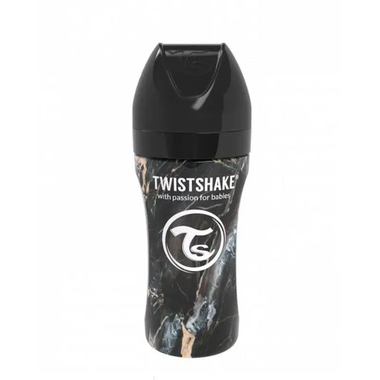 Twistshake Anti-Colic Bottle Steel Black, 330 ml