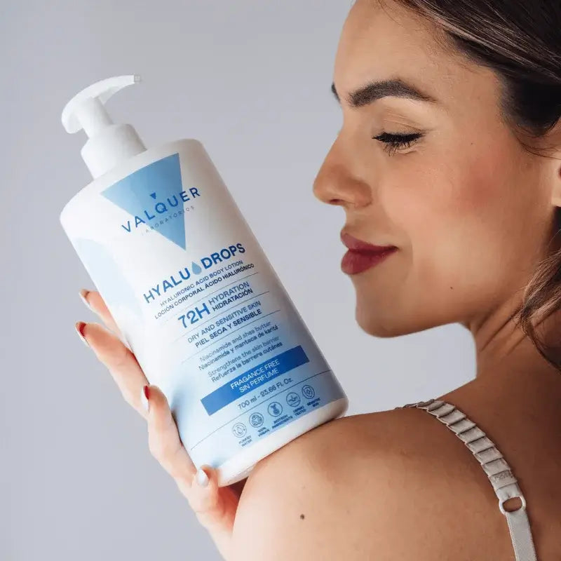 Valquer Hyaludrops Körperlotion, parfümfrei, 72 Stunden Feuchtigkeitsversorgung, 700 ml