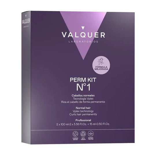 Valquer Professional Perming Kit Nr. 1 - Normales Haar - 3-stufige, lang anhaltende Locken
