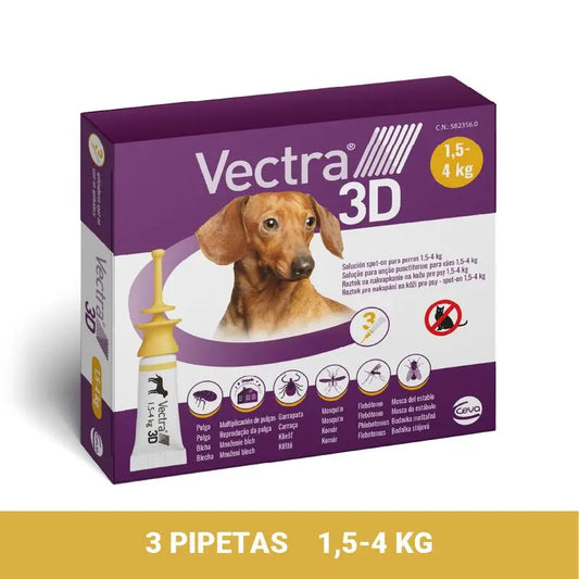 Vectra 3D Dog 1,5-4 Kg, 3 Pipettes