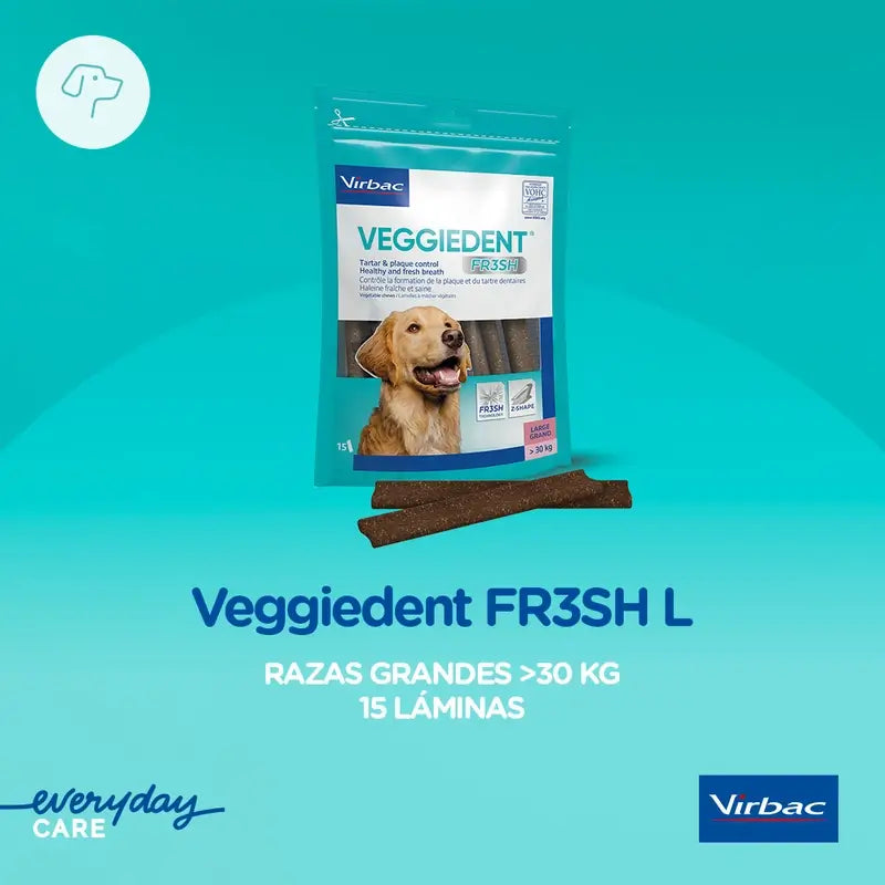 Virbac Veggiedent Fr3sh L, Zahnpflege-Snacks für Hunde großer Rassen