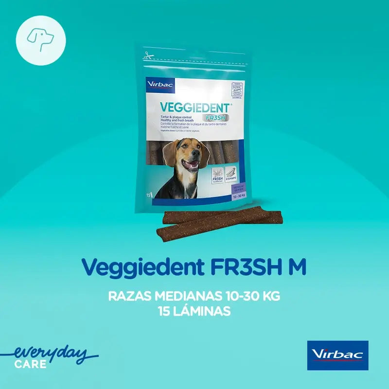 Virbac Veggiedent Fr3sh M, Zahnpflege-Snacks für Hunde mittlerer Rassen