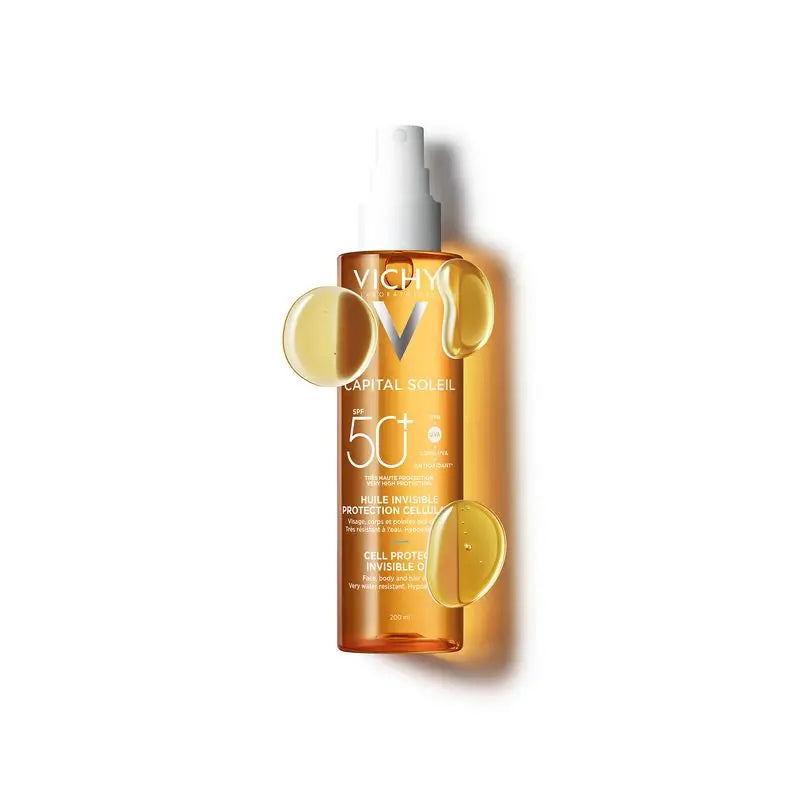 Vichy Capital Soleil Unsichtbarer Zellschutz Unsichtbares Öl Spf 50+ Sonnenschutz, 200 ml