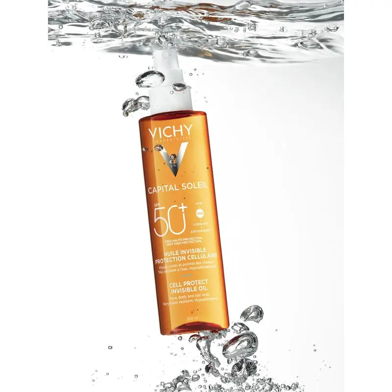 Vichy Capital Soleil Unsichtbarer Zellschutz Unsichtbares Öl Spf 50+ Sonnenschutz, 200 ml