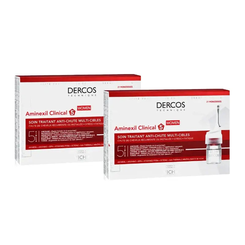 Vichy Dercos Technique Aminexil Clinical 5 für Frauen (21 Ampullen), 2er-Pack