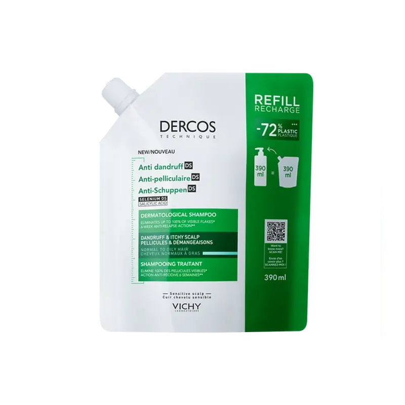 Vichy Dercos Technique Ecorefill Anti-Ölige Schuppen Shampoo, 390 ml