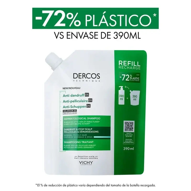 Vichy Dercos Technique Ecorefill Anti-Ölige Schuppen Shampoo, 390 ml
