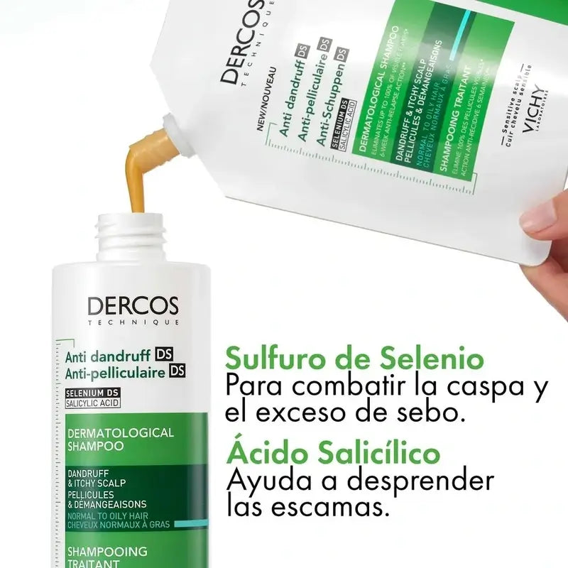 Vichy Dercos Technique Ecorefill Anti-Ölige Schuppen Shampoo, 390 ml