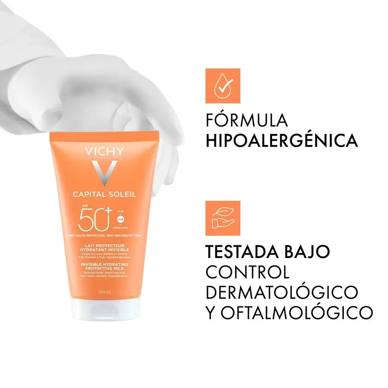 Vichy Solar Capital Soleil Feuchtigkeitsspendende Sonnenschutz-Milch Spf 50+ , 150 ml