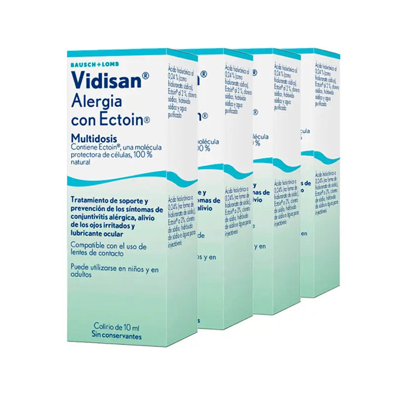 Vidisan Allergy with Ectoin Eye Drops for Irritated Eyes, 4 X 10 Ml