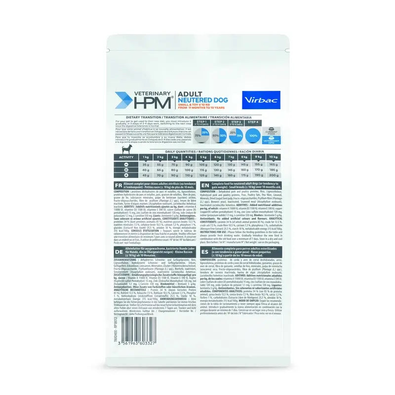 Virbac Hpm Adult Dog Neutered Small & Toy 400g, Hundefutter für Hunde