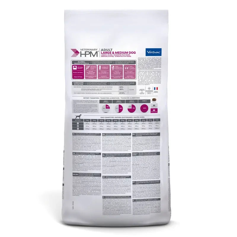 Virbac Hpm Canine Adult Large Medium 16Kg, Hundefutter für Hunde