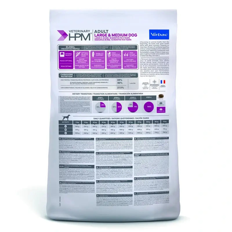 Virbac Hpm Adult Large & Medium 7 Kg Hundefutter, Hundefutter für Hunde