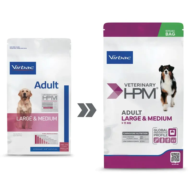 Virbac Hpm Adult Large & Medium 7 Kg Hundefutter, Hundefutter für Hunde