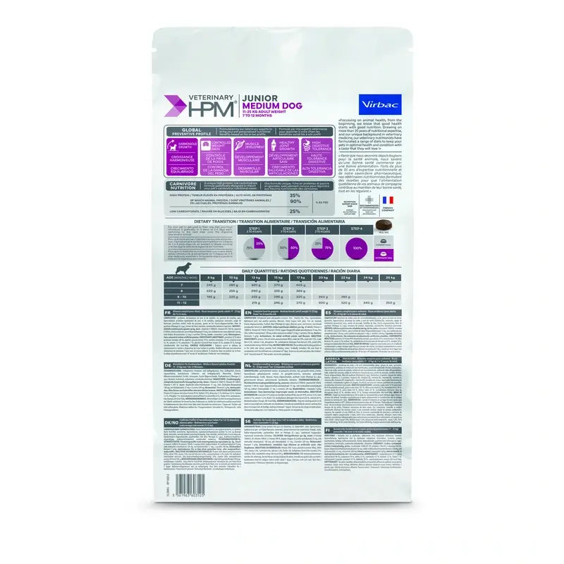 Virbac Veterinary HPM Junior Medium Hund, 3 kg, Hundefutter
