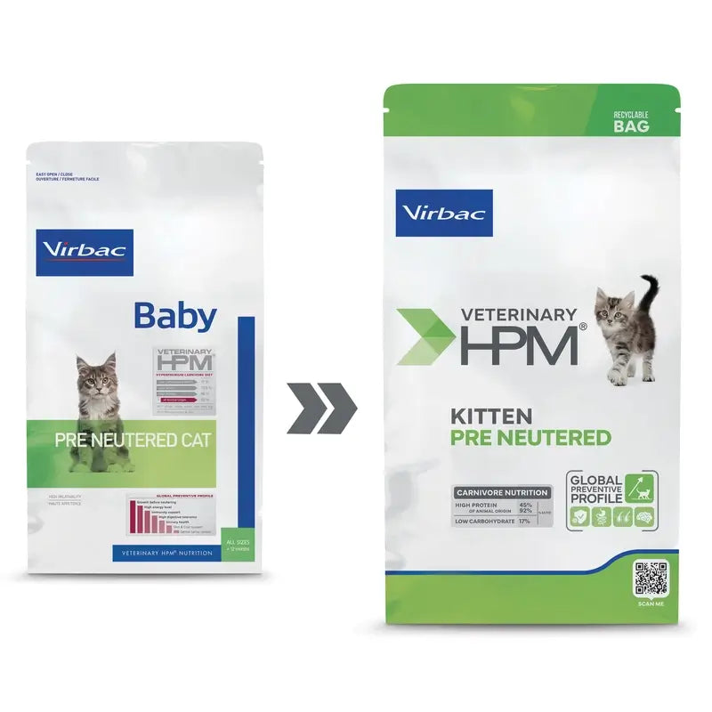 Virbac Veterinary HPM Kitten Pre Neutered Cat , 3 kg, Katzenfutter