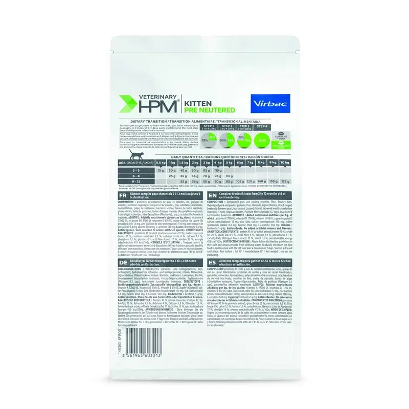 Virbac Veterinary HPM Kitten Pre Neutered Cat, 400 g, Katzenfutter