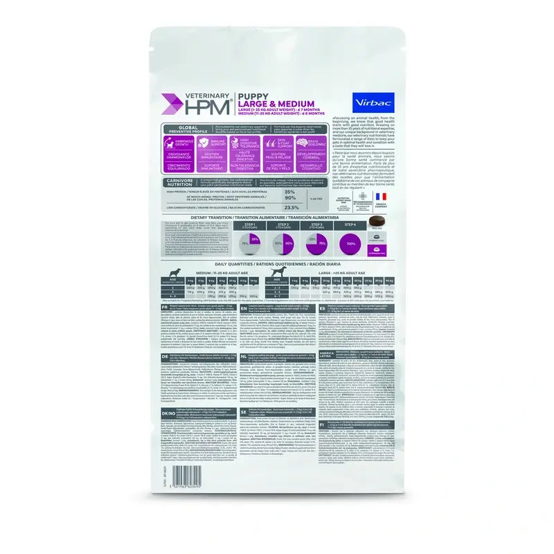 Virbac Veterinary HPM Puppy Large & Medium Dog , 3 kg, Hundefutter