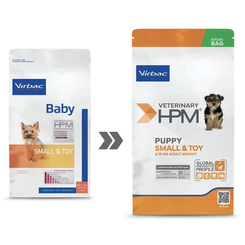Virbac Veterinary HPM Puppy Small & Toy Dog , 3 kg, Hundefutter
