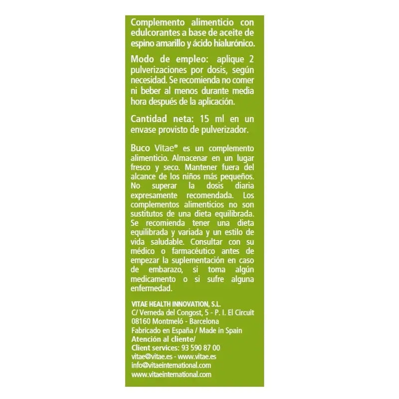Buco Vitae mit Sprühkopf, 15 ml – Mit Omega-7 und Hyaluronsäure