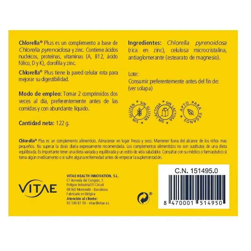 Chlorella Plus 120 Tabletten – Mit Chlorella-Algen und Zink