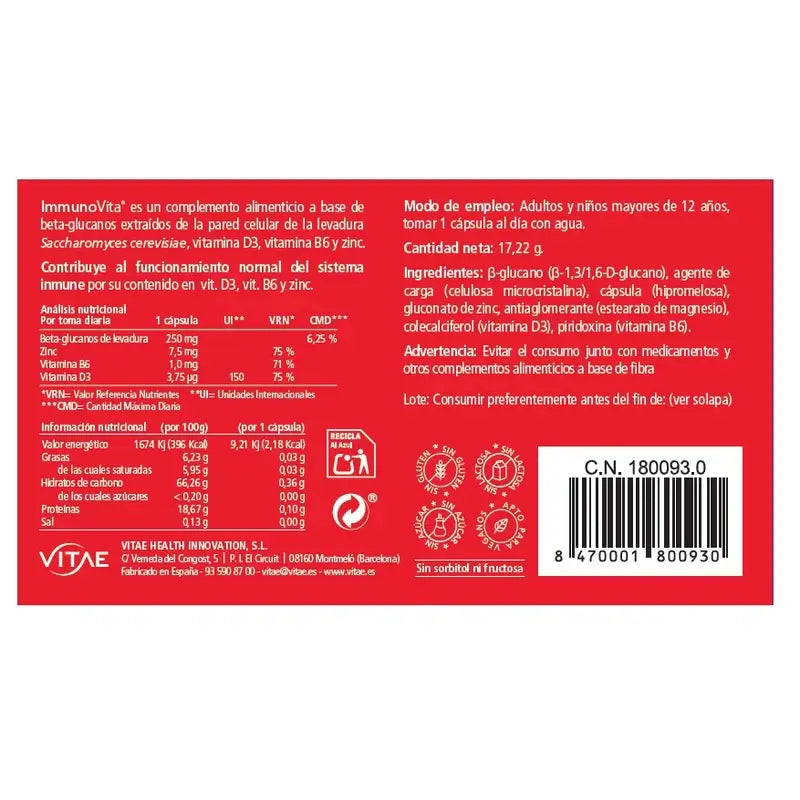Immunovita 30 Kapseln – Mit Vitamin D3 und Beta-Glucanen