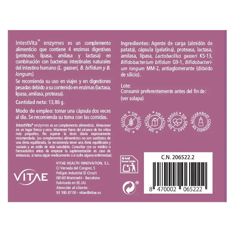 IntestVita Enzymes 30 Kapseln – Mit Enzymen und Probiotika