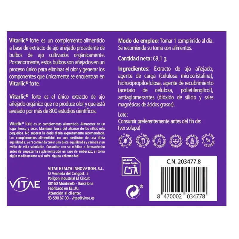 Vitarlic Forte 60 Tabletten – Gereifter Knoblauch für die Herz-Kreislauf-Gesundheit