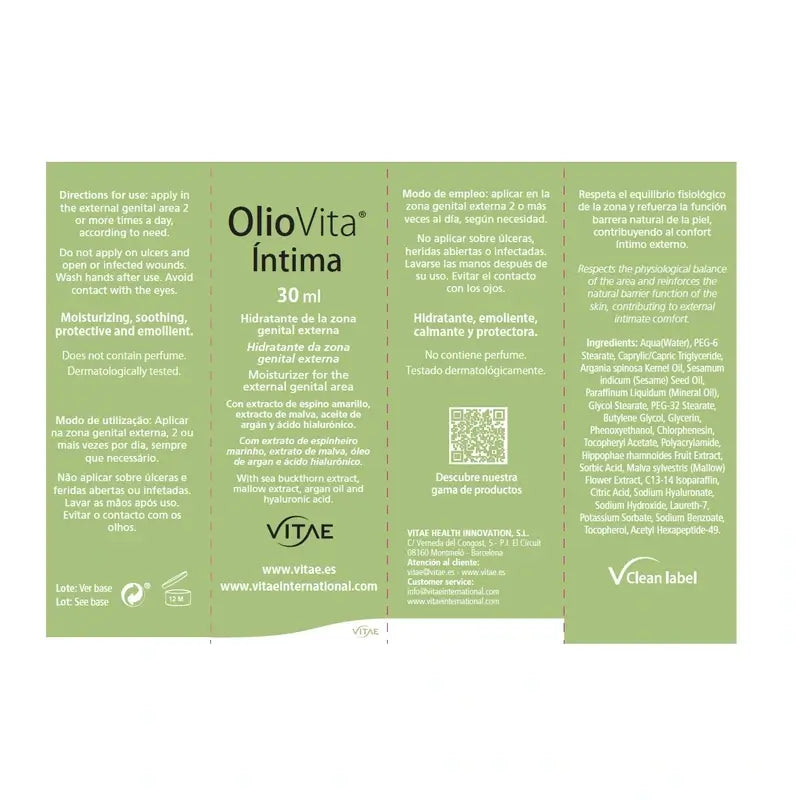 OlioVita Intimcreme 30 ml – Regeneration im Intimbereich mit Sanddorn