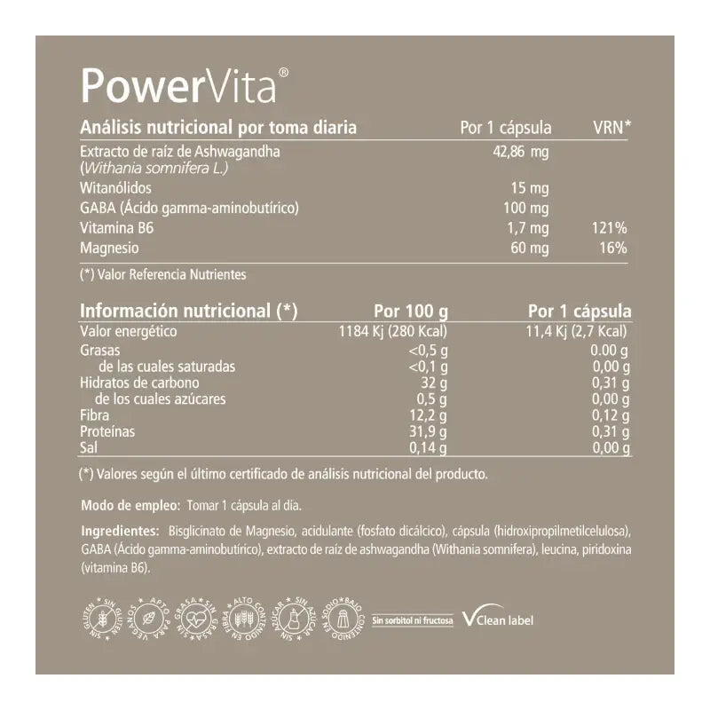 PowerVita 60 Kapseln – Mit Ashwagandha, Magnesium und GABA