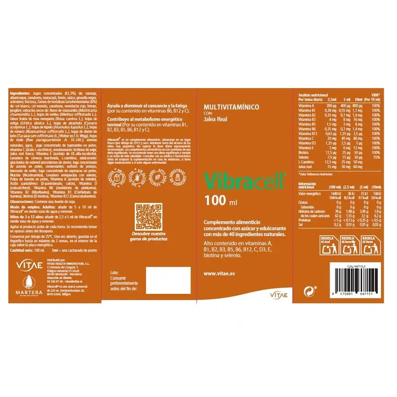 Vibracell 100 ml – Multivitaminpräparat mit über 40 Obst- und Gemüsesorten