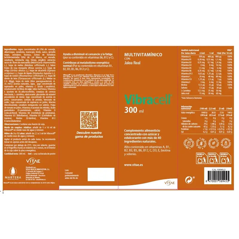 Vibracell 300 ml – Multivitaminpräparat mit über 40 Obst- und Gemüsesorten