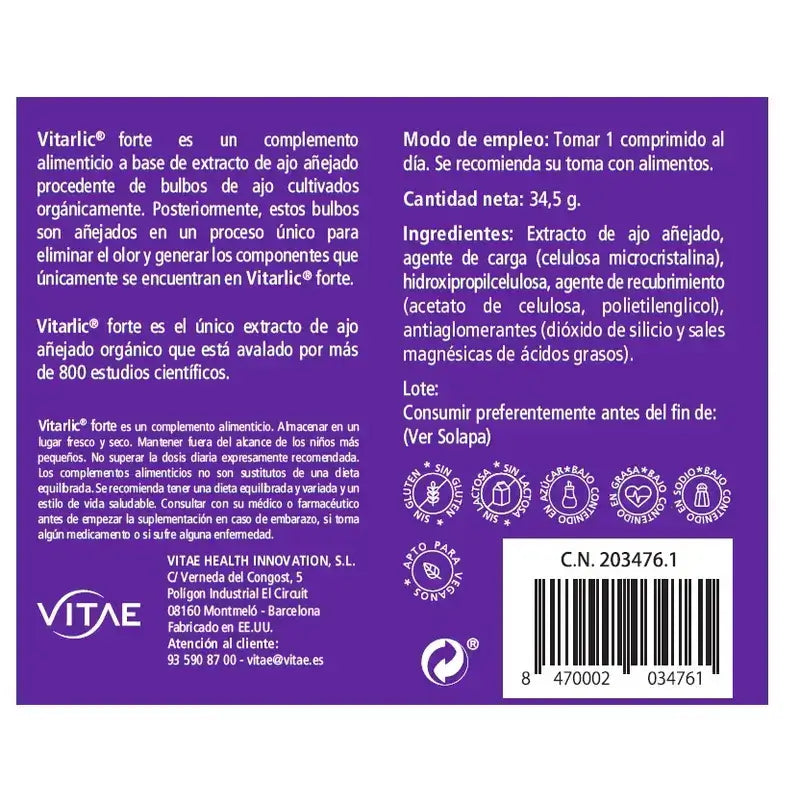 Vitarlic Forte 30 Tabletten – Gereifter Knoblauch für die Herz-Kreislauf-Gesundheit