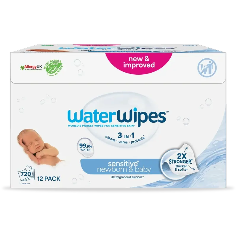 Waterwipes Bio Biologisch abbaubare Baby-Feuchttücher 12x60, 720 Stück.