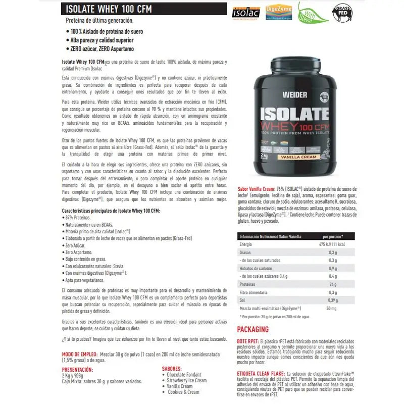 Weider Isolat Molke 100 Cfm Choco, 2 kg