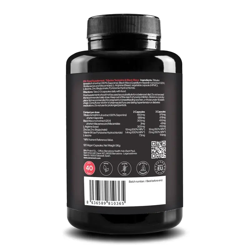 Zenement Tribulus Terrestris & Schwarzes Maca 120 vegane Kapseln