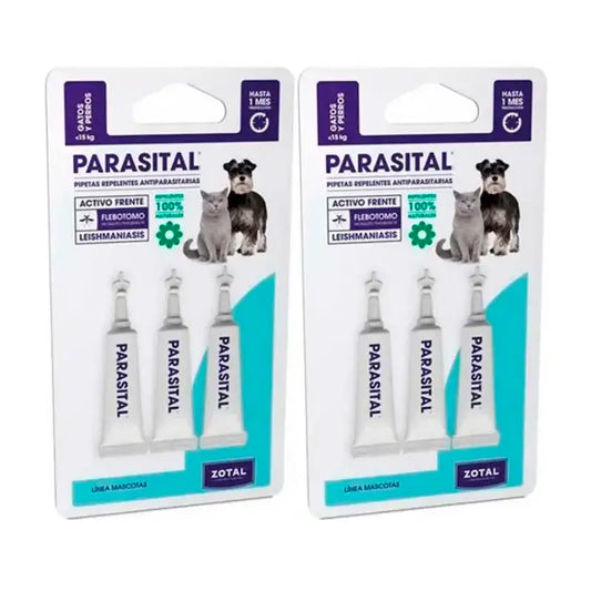 Zotal Parasital, Packung mit 2 x 3 antiparasitären Pipetten für Katzen und kleine Hunde bis zu 10 kg